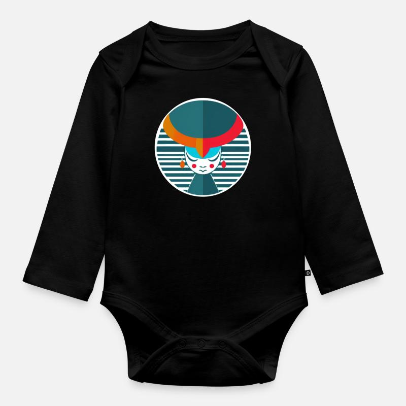 Abstrakter Stier - Baby Bio-Langarm-Body - Schwarz