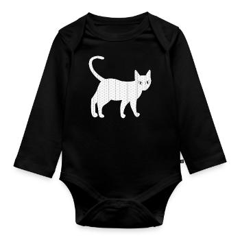Art de chat et yeux de chat - Body Bébé bio manches longues - noir - Devant
