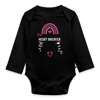 Heart Breaker - Valentine's Day - Organic Longsleeve Baby Bodysuit - black - Front