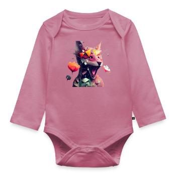 Frühling Fuchs und Blumen - Baby Bio-Langarm-Body - Mauve - Vorne