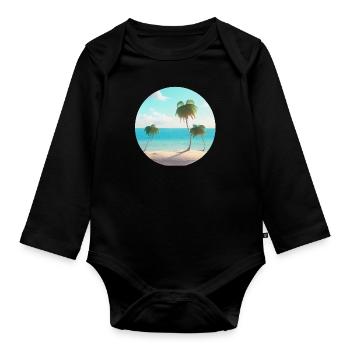 Vacances d’été Plage Palm Sun Palm Island - Body Bébé bio manches longues - noir - Devant