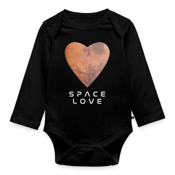 La planète Mars en forme de cœur - Body Bébé bio manches longues - noir - Devant