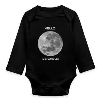 Salutations à notre objet céleste le plus proche - la lune! - Body Bébé bio manches longues - noir - Devant