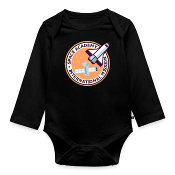 Space Academy International Vintage Farbe - Baby Bio-Langarm-Body - Schwarz - Vorne