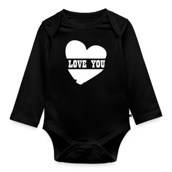 LOVE YOU - Baby Bio-Langarm-Body - Schwarz - Vorne