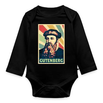 Johannes Gutenberg Colores vintage - Body Bébé bio manches longues - noir - Devant