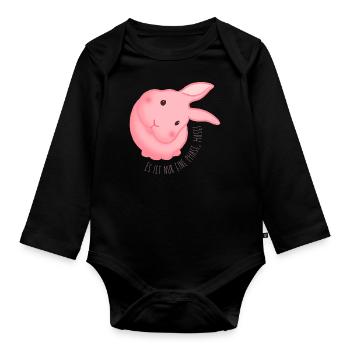 Es ist nur eine Phase, Hase! Rosa Rund - Baby Bio-Langarm-Body - Schwarz - Vorne