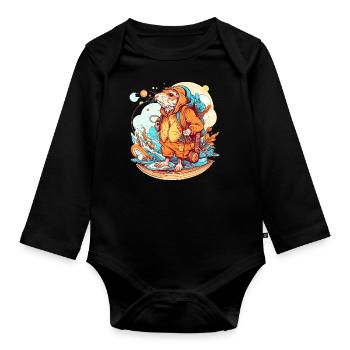 The adventure of the mole rat begins now - Organic Longsleeve Baby Bodysuit - black - Front