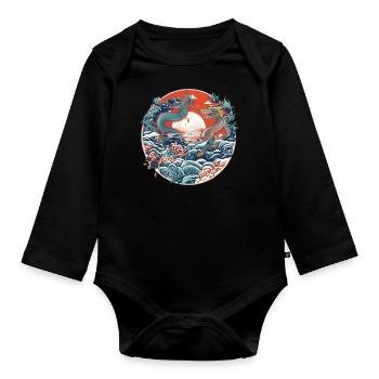 Folklore chinois - Body Bébé bio manches longues - noir - Devant