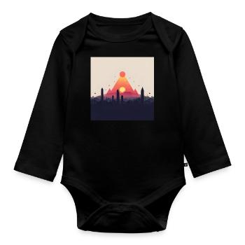 abstrakte Pyramide - Baby Bio-Langarm-Body - Schwarz - Vorne