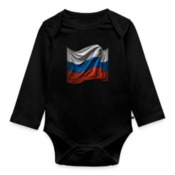 Russie Drapeau russe - Body Bébé bio manches longues - noir - Devant