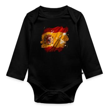 Spanien Flagge Fahne - Baby Bio-Langarm-Body - Schwarz - Vorne