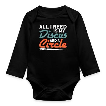 Discus Throw Discus Thrower Athletics Discus - Organic Longsleeve Baby Bodysuit - black - Front