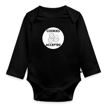Cookies accepted - Geschenkidee Informatiker, IT - Baby Bio-Langarm-Body - Schwarz - Vorne