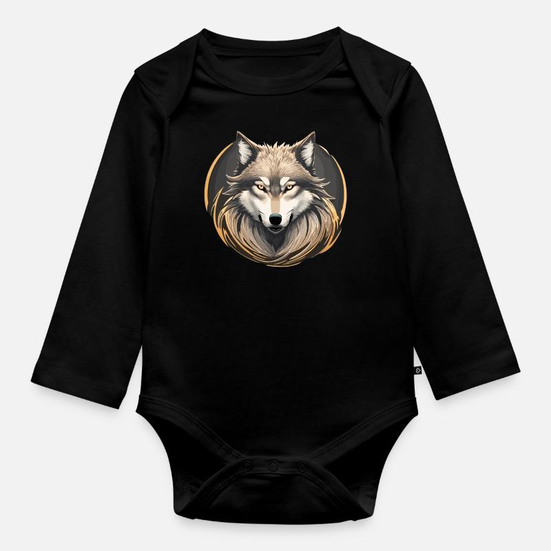 Majestätischer Wolf - Baby Bio-Langarm-Body - Schwarz