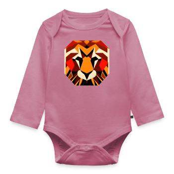 Tête de lion majestueuse aux couleurs puissantes - Body Bébé bio manches longues - mauve - Devant