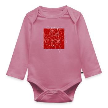 Gesichtslinie rot - Baby Bio-Langarm-Body - Mauve - Vorne