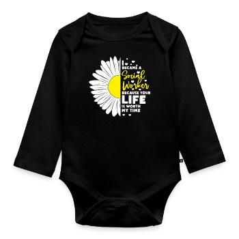 I became a social worker because your life is - Baby Bio-Langarm-Body - Schwarz - Vorne