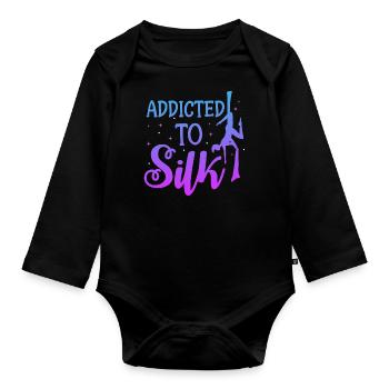 Addicted to Silk | Aerial Dancing - Organic Longsleeve Baby Bodysuit - black - Front