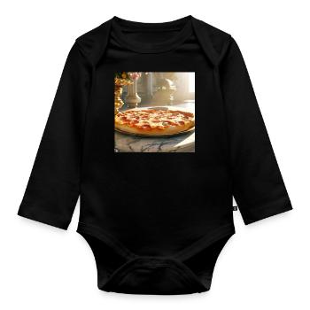 Pizza Lover Flavour - Organic Longsleeve Baby Bodysuit - black - Front