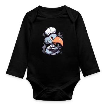 Bec-en-sabot Koch - Body Bébé bio manches longues - noir - Devant