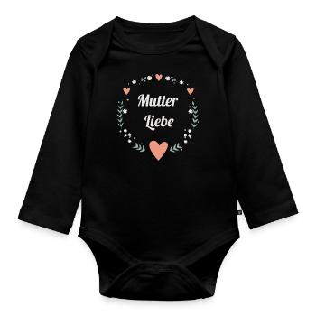 Mutter Liebe Muttertag Mama Dankeschön Geschenk - Baby Bio-Langarm-Body - Schwarz - Vorne