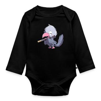 Schuhschnabel joue de la flûte - Body Bébé bio manches longues - noir - Devant