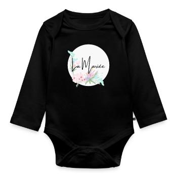 La mariée floral - Body Bébé bio manches longues - noir - Devant