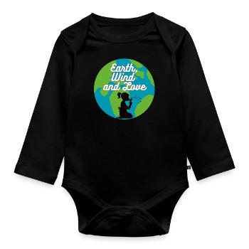 Earth, Wind & Love - Organic Longsleeve Baby Bodysuit - black - Front