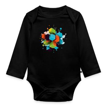 Les cubes - Body Bébé bio manches longues - noir - Devant
