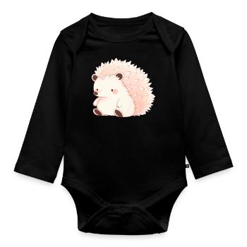 Süßer Vintage Igel - Baby Bio-Langarm-Body - Schwarz - Vorne