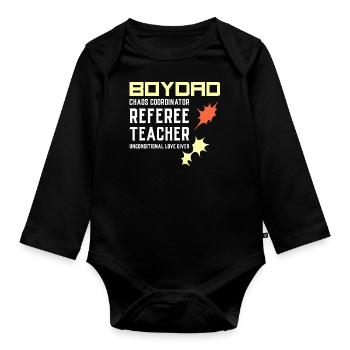 Boy Dad Papa de Fils Père de garçons Cadeau - Body Bébé bio manches longues - noir - Devant