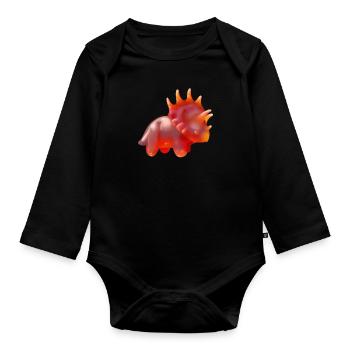 Gummibärchen Triceratops, Dino, Dinosaurier - Baby Bio-Langarm-Body - Schwarz - Vorne