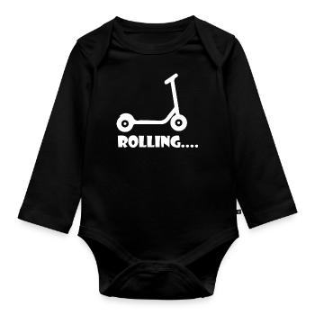 E-Scooter Roller Scooter - Baby Bio-Langarm-Body - Schwarz - Vorne