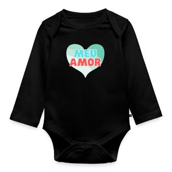 Meu Amor - Body Bébé bio manches longues - noir - Devant