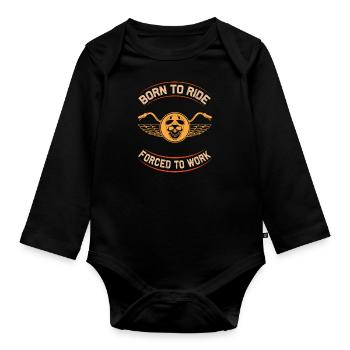 Born To Ride Skull Wings Motorrad Design - Baby Bio-Langarm-Body - Schwarz - Vorne