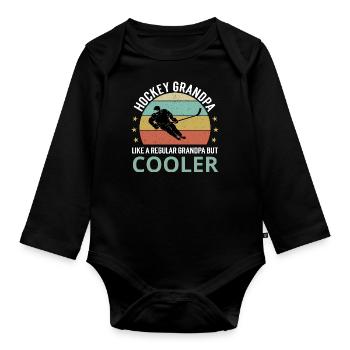 Hockey Grandpa Like A Regular Grandpa But Cooler - Organic Longsleeve Baby Bodysuit - black - Front