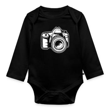 Photographer Photography Photography Camera - Organic Longsleeve Baby Bodysuit - black - Front