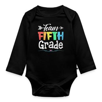 Team Fifth Grade Teacher Student Back To School - Baby Bio-Langarm-Body - Schwarz - Vorne