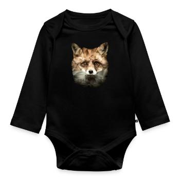 Renard polygonal - Body Bébé bio manches longues - noir - Devant