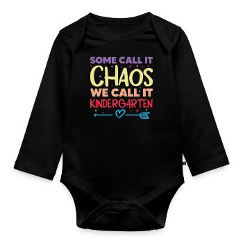 C’est drôle que certains appellent ça le chaos nous l’appelons jardin d’enfants - Body Bébé bio manches longues - noir - Devant