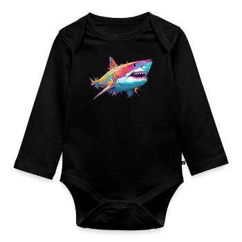 Requin - Body Bébé bio manches longues - noir - Devant
