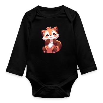 Red Panda - Organic Longsleeve Baby Bodysuit - black - Front