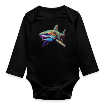 Requin - Body Bébé bio manches longues - noir - Devant