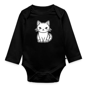 Cat Cat Kitten Cat Lady - Organic Longsleeve Baby Bodysuit - black - Front