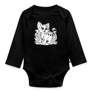 Cat Cat Kitten Cat Lady - Organic Longsleeve Baby Bodysuit - black - Front