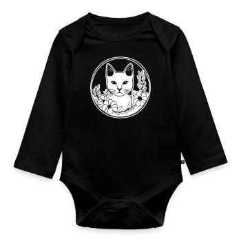 Cat Cat Kitten Cat Lady - Organic Longsleeve Baby Bodysuit - black - Front
