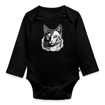 Cat Cat Kitten Cat Lady - Organic Longsleeve Baby Bodysuit - black - Front