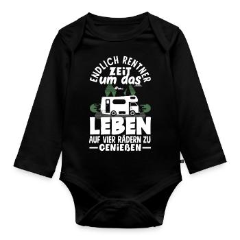 Endlich Rentner Zeit das Leben auf vier Rädern zu - Baby Bio-Langarm-Body - Schwarz - Vorne