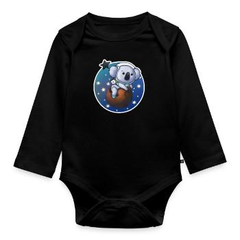 Koala Astronaut - Organic Longsleeve Baby Bodysuit - black - Front